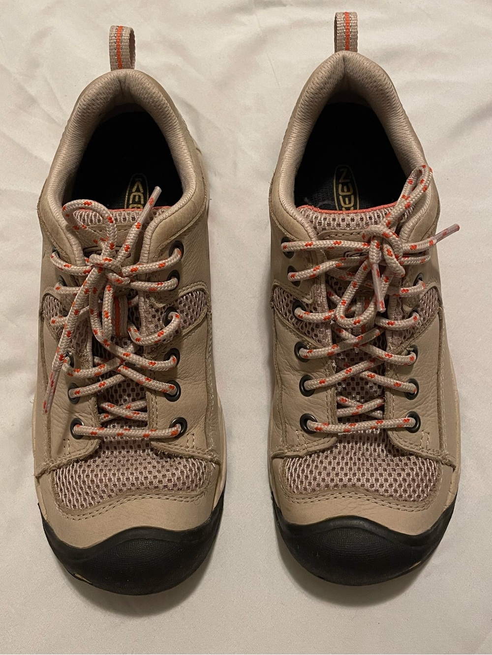 Keen Tan Trail Low-Cut Hiking Shoes with Coral Accents